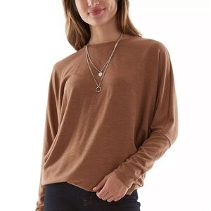 BCX Dolman Sleeve Pullover Knit Top size S BCX Necklace Top